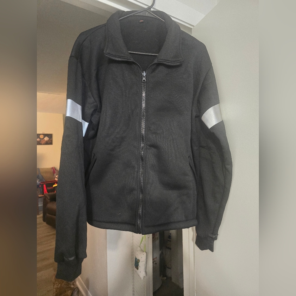 LG Black Zip-Up Fleece with Reflective Stripes